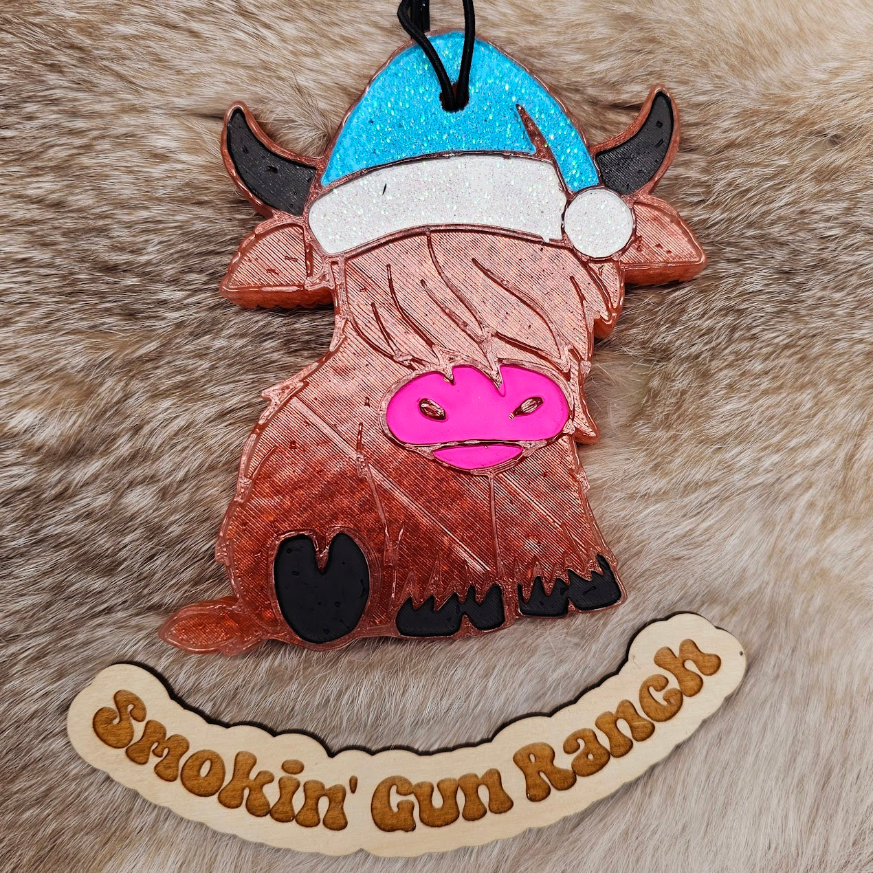 Christmas Hat Highland Cow