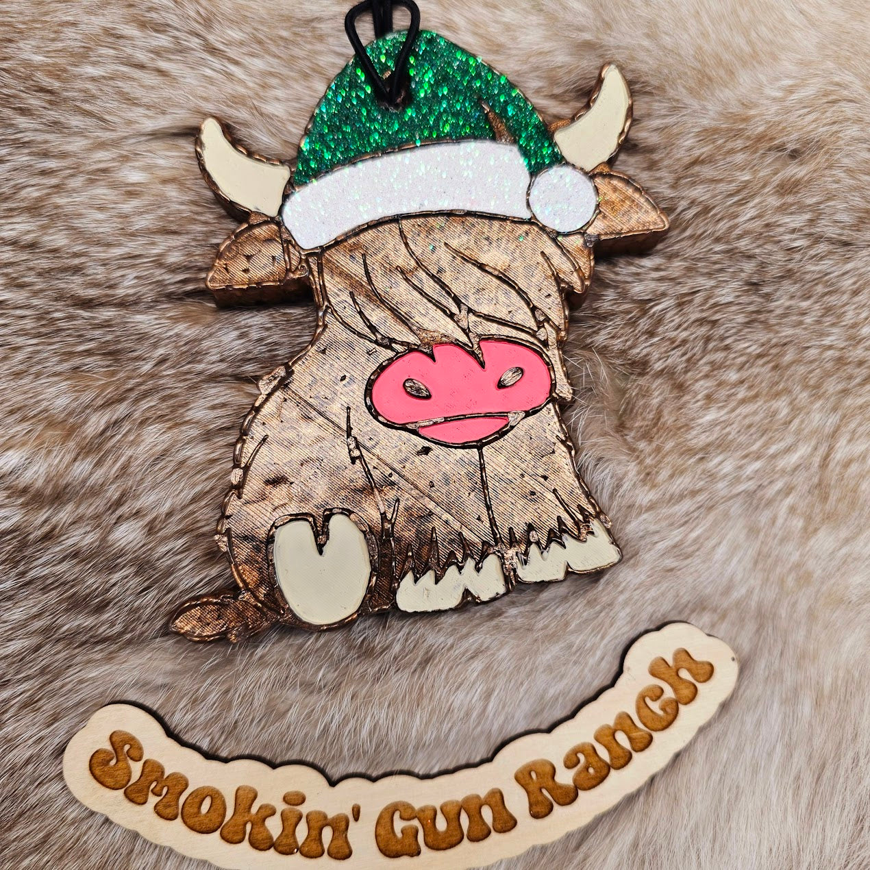 Christmas Hat Highland Cow