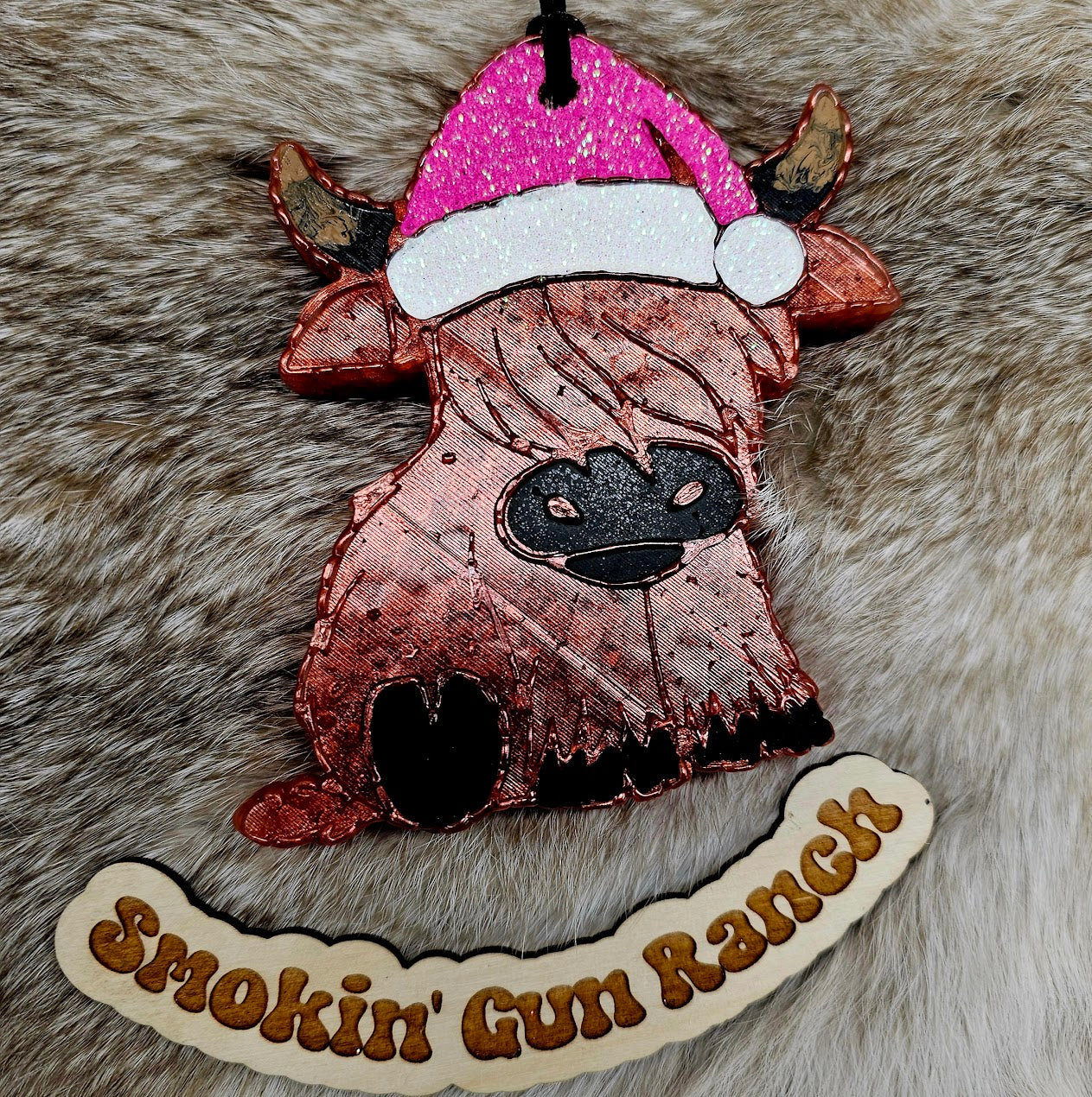 Christmas Hat Highland Cow