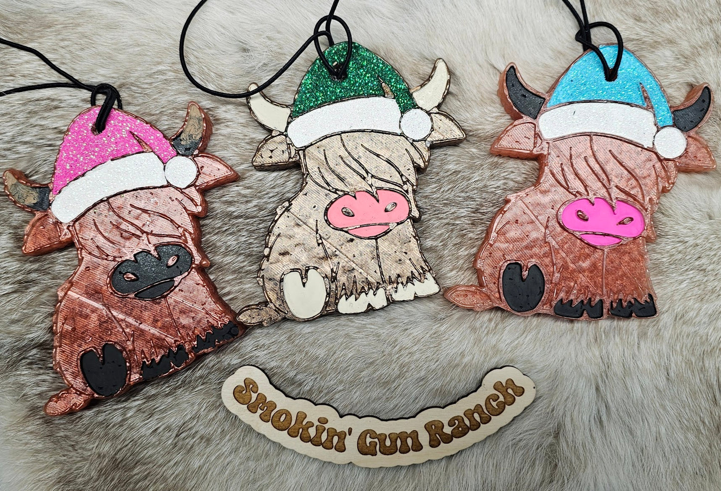 Christmas Hat Highland Cow