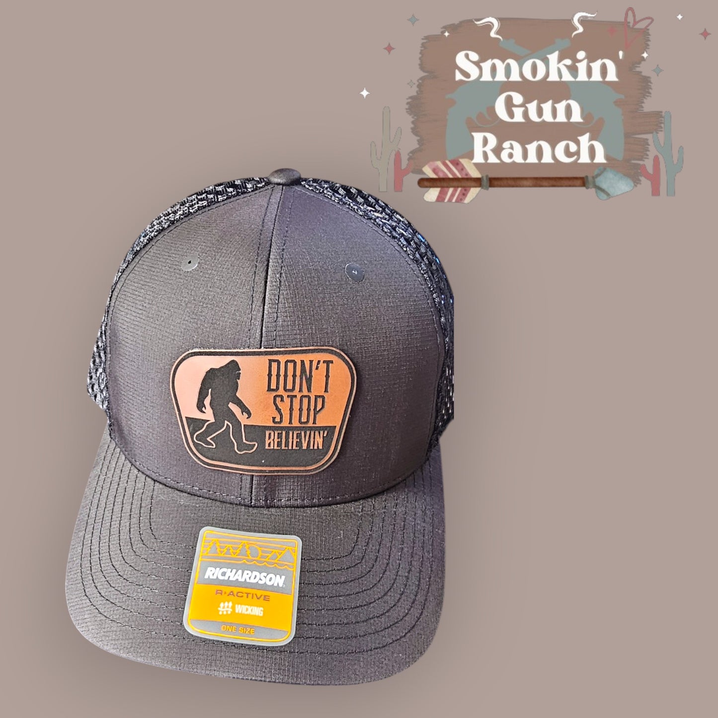 Don't Stop Believin' Bigfoot Leatherette Patch Hat