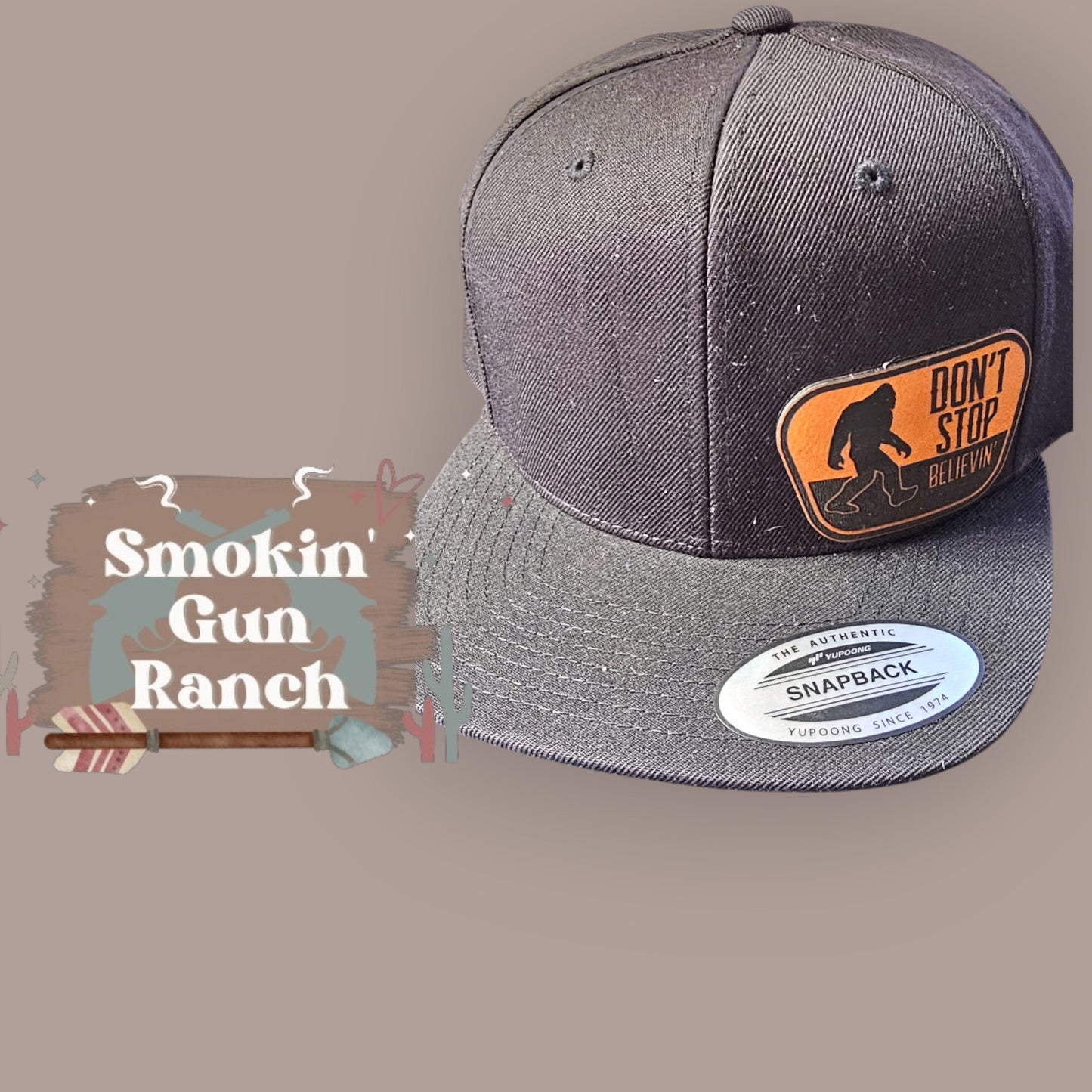 Don't Stop Believin' Bigfoot Leatherette Patch Hat