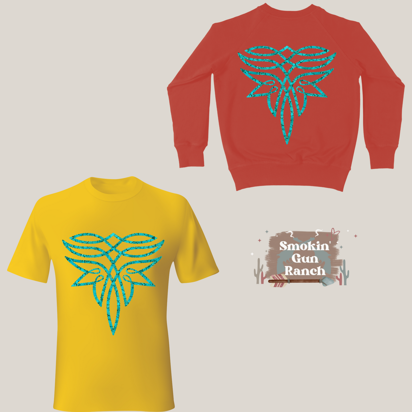 Boot Stitch Turquoise crewneck or t-shirt