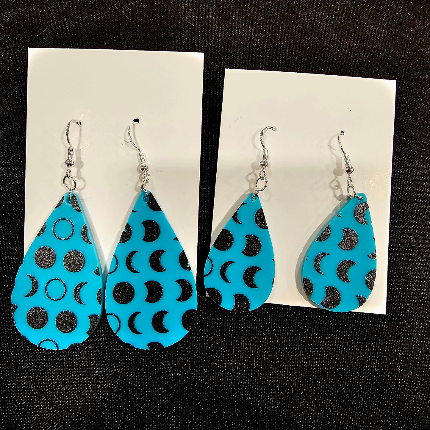 Teardrop Earring - Blue with Moons