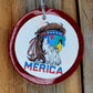Red round cardstock freshie with patriotic eagle graphic