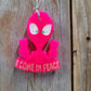 Pink alien I Come in Peace freshie on wood