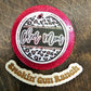 Pink round cardstock freshie with leopard print graphic