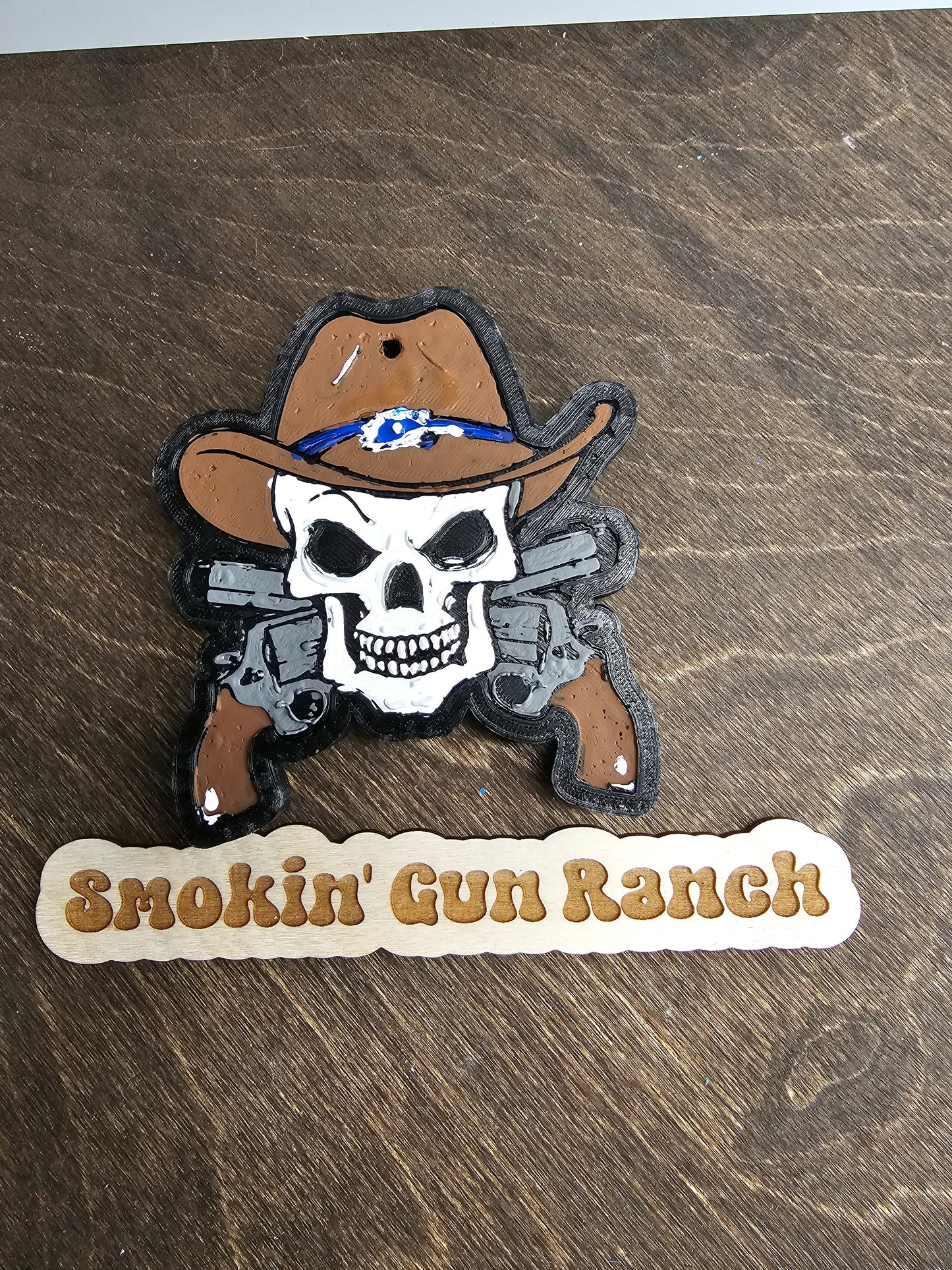 Cowboy Skull with Guns Freshie