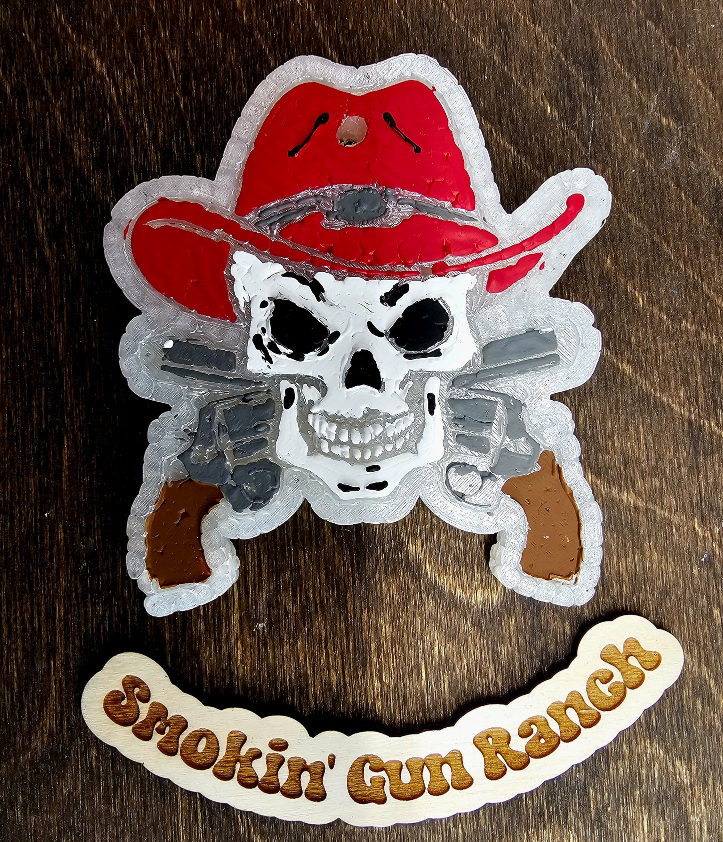 Cowboy Skull with Guns Freshie