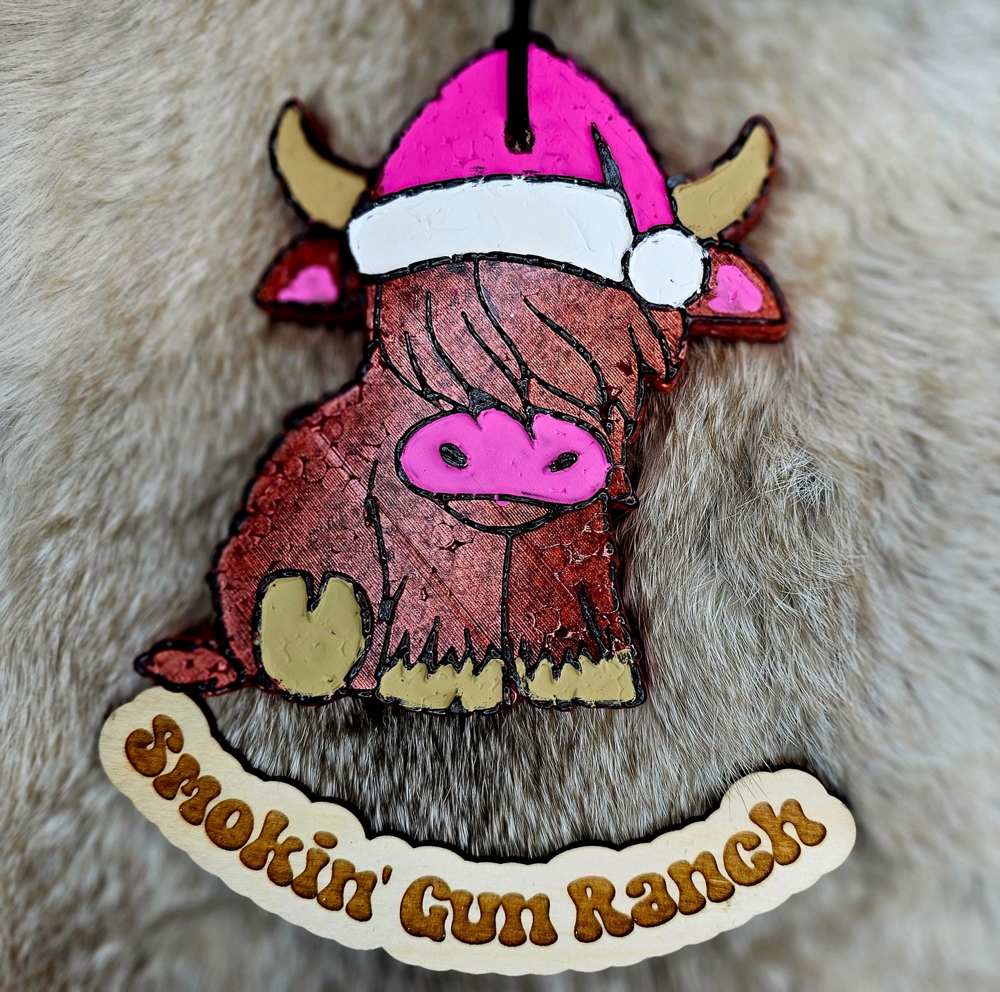 Christmas Hat Highland Cow