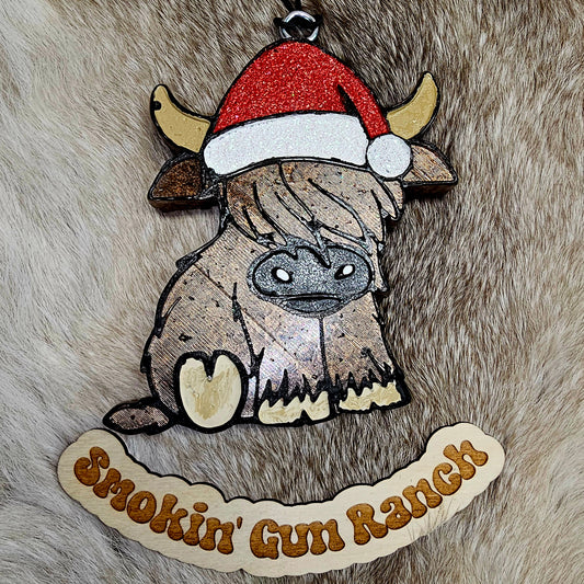 Christmas Hat Highland Cow