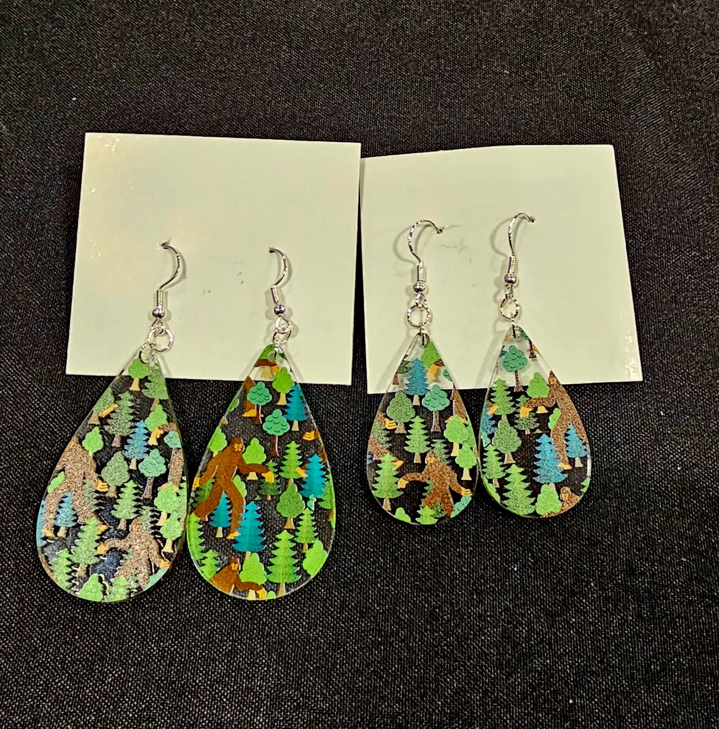 Teardrop Earring - Bigfoot with Pine Trees