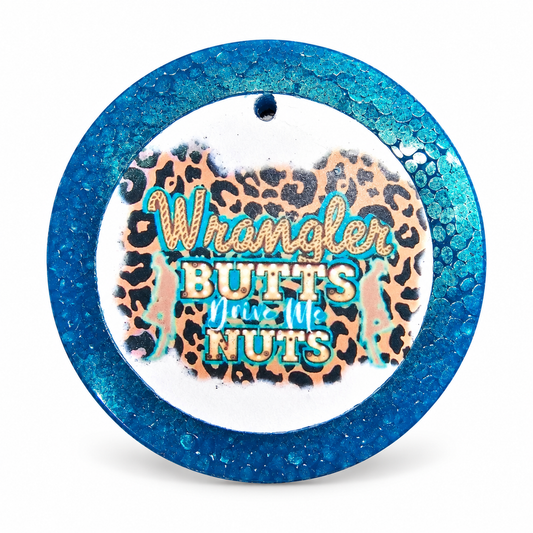 4" Circle with Cardstock Freshie handmade car freshie on a clean white background