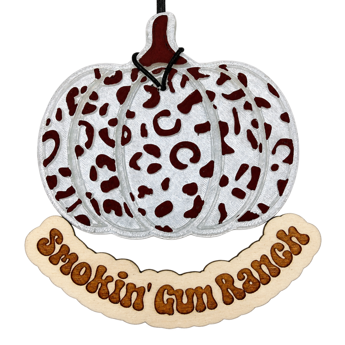 Cheetah Pumpkin Freshie handmade car freshie on a clean white background