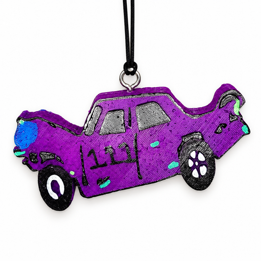 Demo Derby Car Freshie handmade car freshie on a clean white background