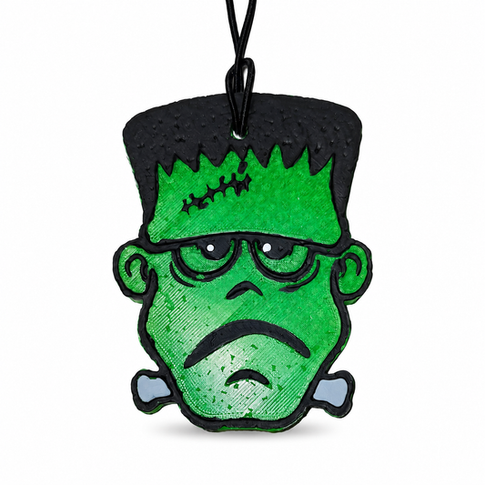 Frankenstein Freshie handmade car freshie on a clean white background