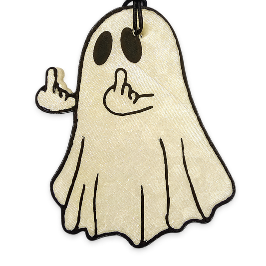 Middle Finger Ghost Freshie handmade car freshie on a clean white background