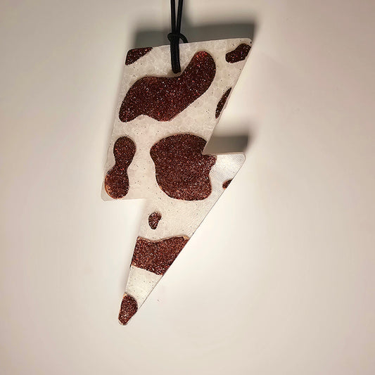 Cow Print Lightning Bolt Freshie