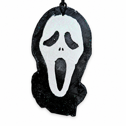 Scream Mask Freshie handmade car freshie on a clean white background