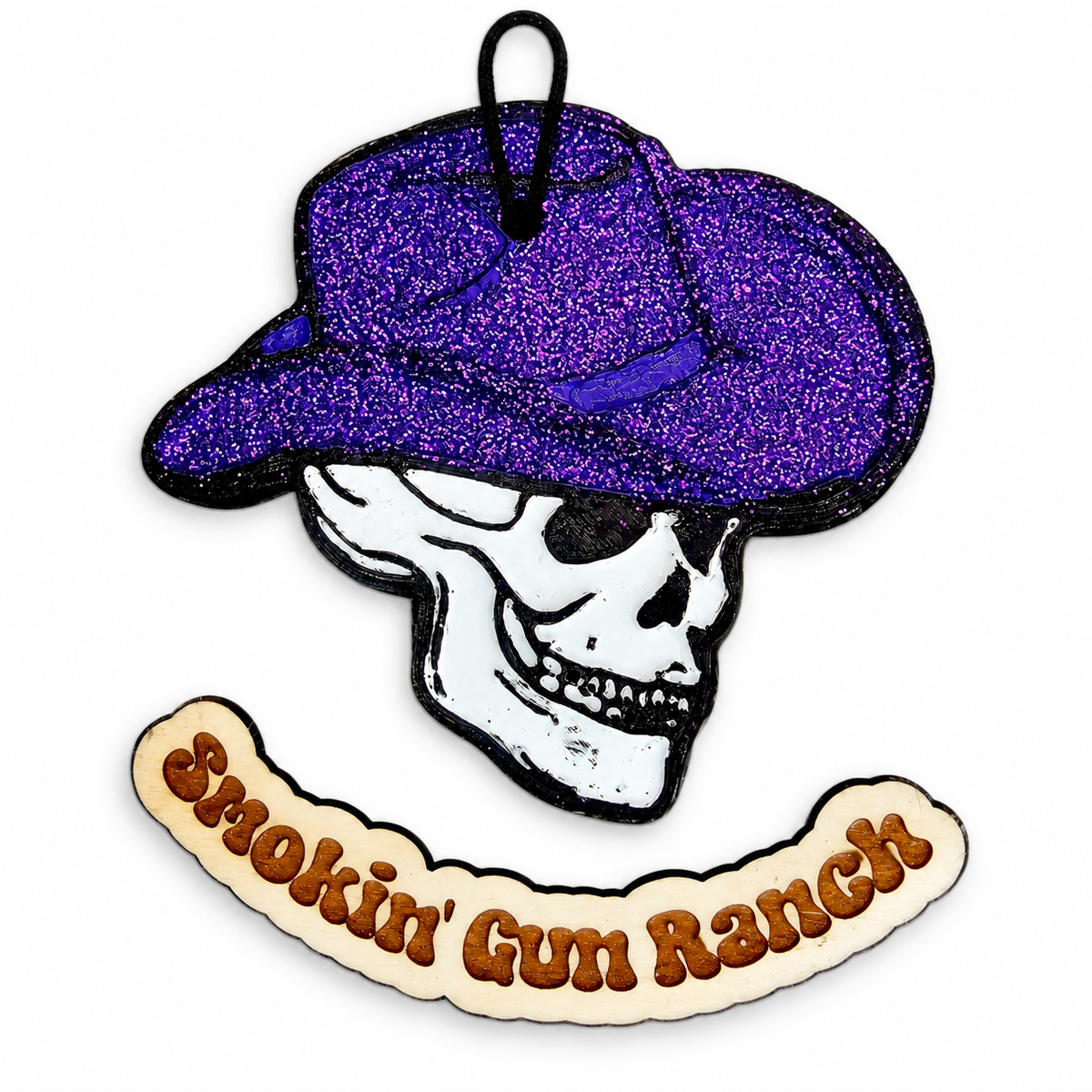 Skull Cowboy Freshie handmade car freshie on a clean white background