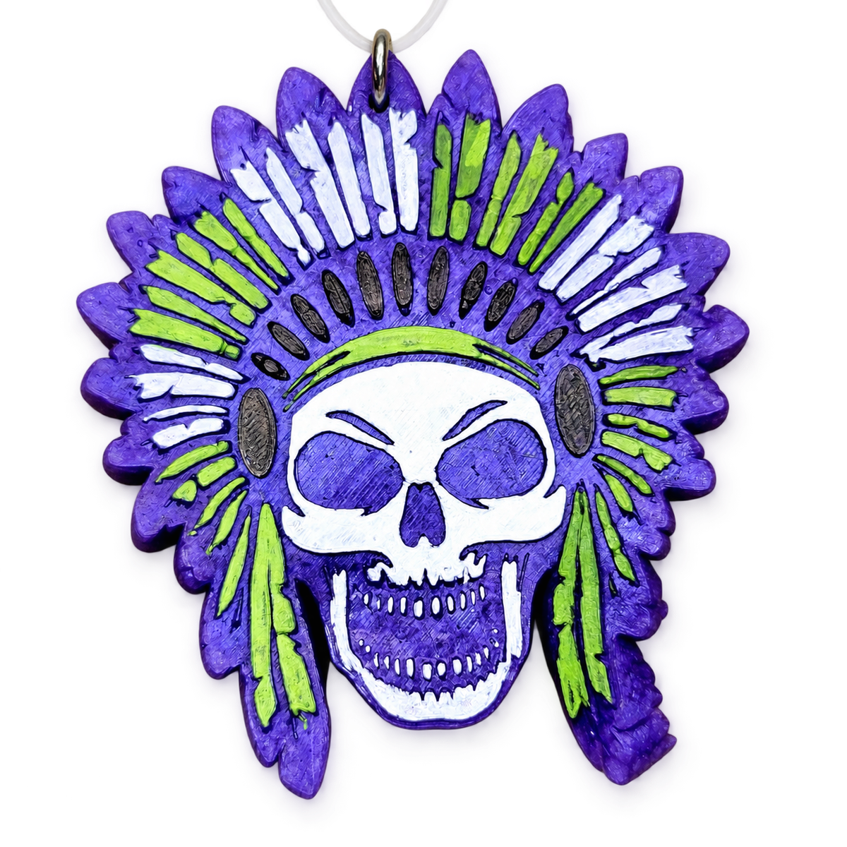Skull with Headdress Freshie handmade car freshie on a clean white background