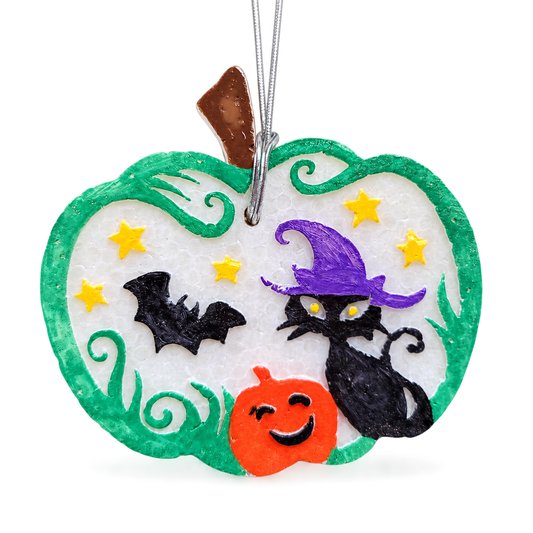 Spooky Scene Pumpkin Freshie handmade car freshie on a clean white background