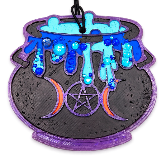 Witches Cauldron Freshie handmade car freshie on a clean white background