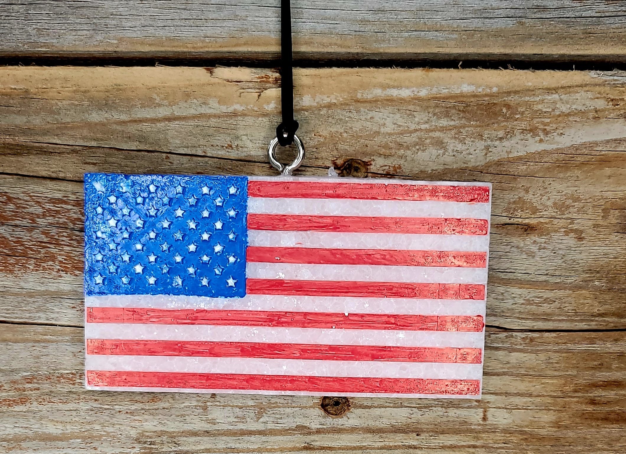 USA Flag Wood Necklace