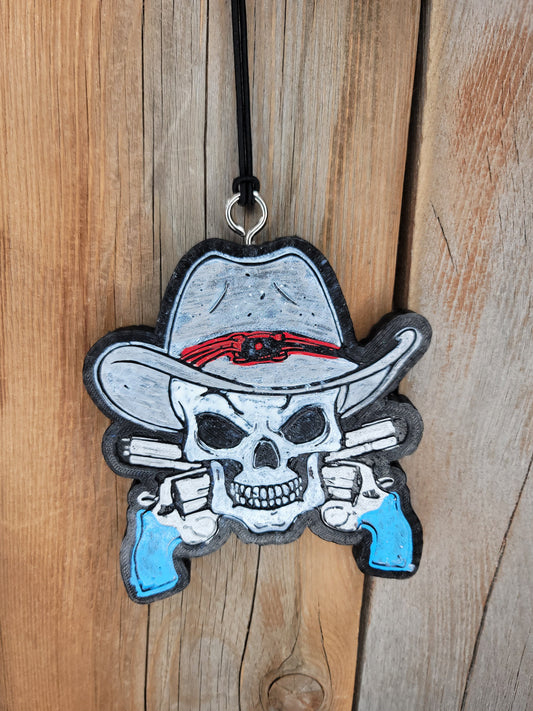 Cowboy Skull with Guns Freshie